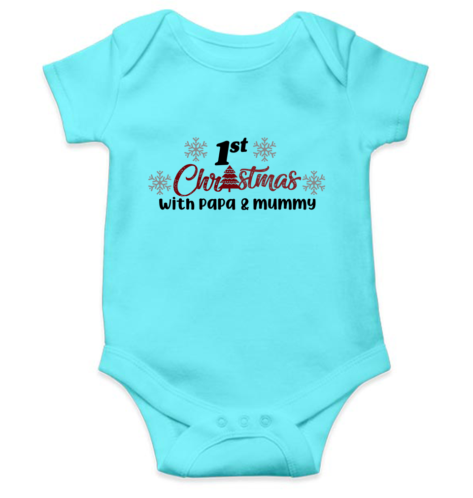 First Christmas With Papa and Mummy Christmas Rompers for Baby Boy- KidsFashionVilla