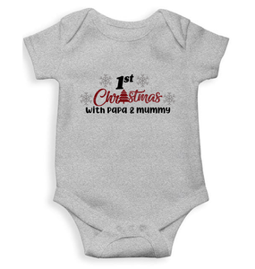 First Christmas With Papa and Mummy Christmas Rompers for Baby Boy- KidsFashionVilla