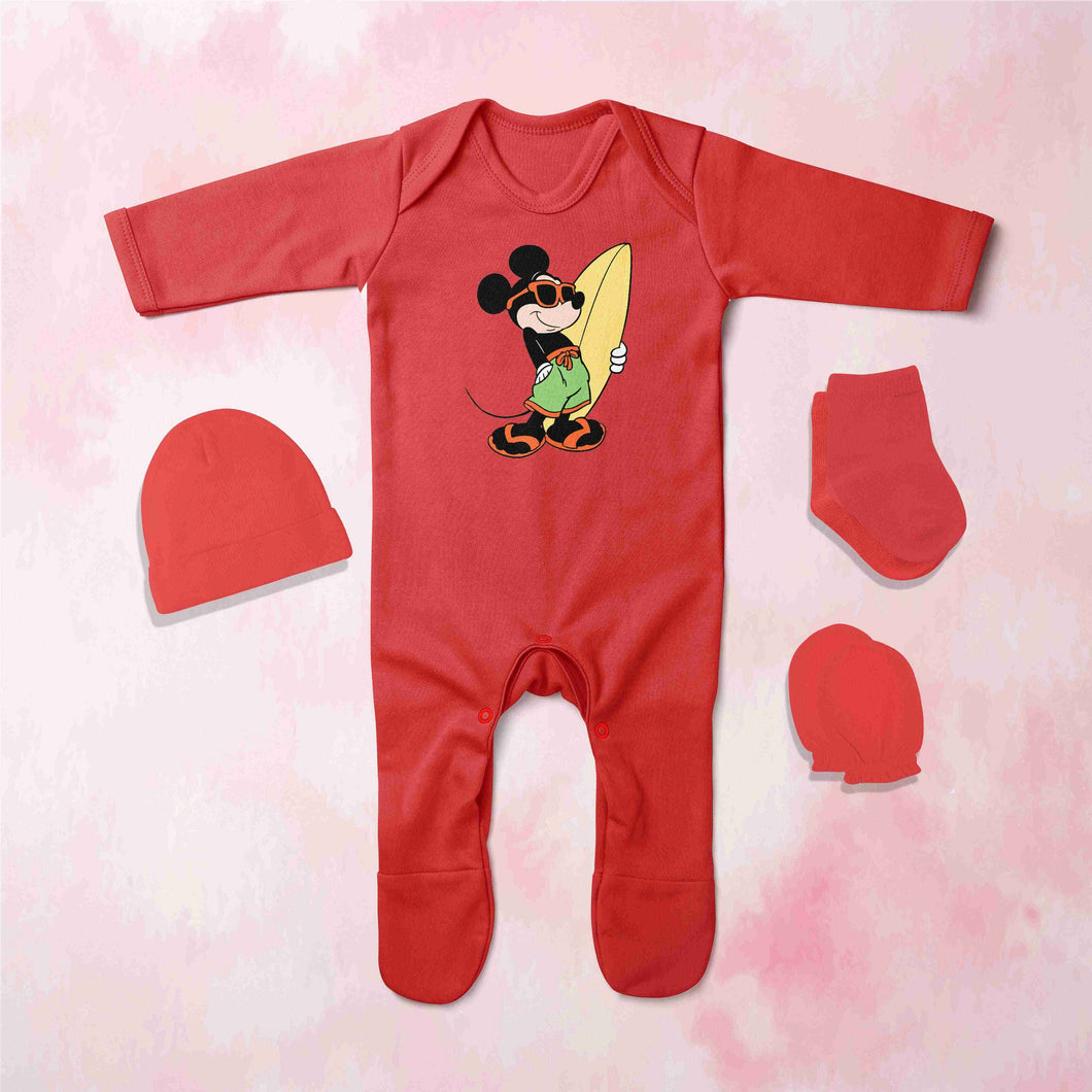 Cute Cartoons Quotes Jumpsuit with Cap, Mittens and Booties Romper Set for Baby Boy - KidsFashionVilla