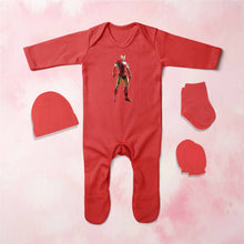 Load image into Gallery viewer, Superhero Cartoon Jumpsuit with Cap, Mittens and Booties Romper Set for Baby Boy - KidsFashionVilla
