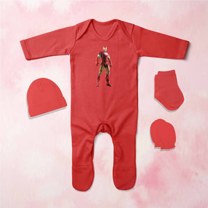 Superhero Cartoon Jumpsuit with Cap, Mittens and Booties Romper Set for Baby Boy - KidsFashionVilla