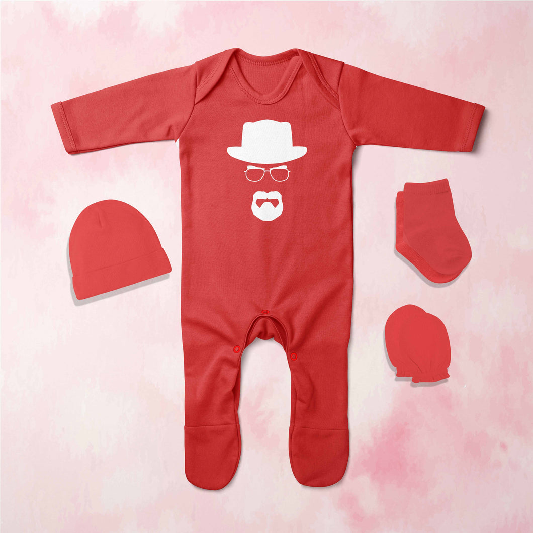 Heisenberg Breaking Bad Web Series Jumpsuit with Cap, Mittens and Booties Romper Set for Baby Boy - KidsFashionVilla