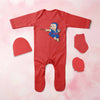 Funny Cartoon Jumpsuit with Cap, Mittens and Booties Romper Set for Baby Boy - KidsFashionVilla