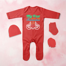 Load image into Gallery viewer, My First Ramadan Jumpsuit with Cap, Mittens and Booties Romper Set for Baby Boy - KidsFashionVilla
