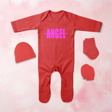 Load image into Gallery viewer, Angel Minimal Jumpsuit with Cap, Mittens and Booties Romper Set for Baby Girl - KidsFashionVilla
