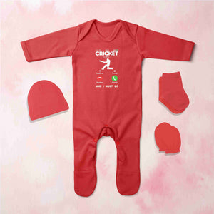 Cricket Is Calling Cricket Quotes Jumpsuit with Cap, Mittens and Booties Romper Set for Baby Girl - KidsFashionVilla