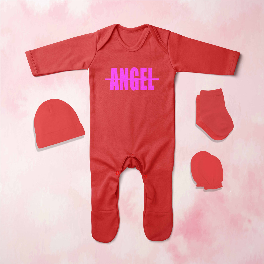 Angel Minimal Jumpsuit with Cap, Mittens and Booties Romper Set for Baby Boy - KidsFashionVilla