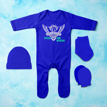 Load image into Gallery viewer, Custom Name IPL SRH Sunrisers Little Fan Jumpsuit with Cap, Mittens and Booties Romper Set for Baby Boy - KidsFashionVilla
