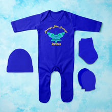 Load image into Gallery viewer, IPL Lucknow Super Giants Jeetega Bhai Jeetega LSG Jeetega Jumpsuit with Cap, Mittens and Booties Romper Set for Baby Boy - KidsFashionVilla
