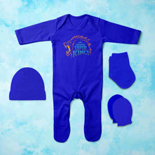 Load image into Gallery viewer, IPL CSK Chennai Super King Logo Jumpsuit with Cap, Mittens and Booties Romper Set for Baby Boy - KidsFashionVilla
