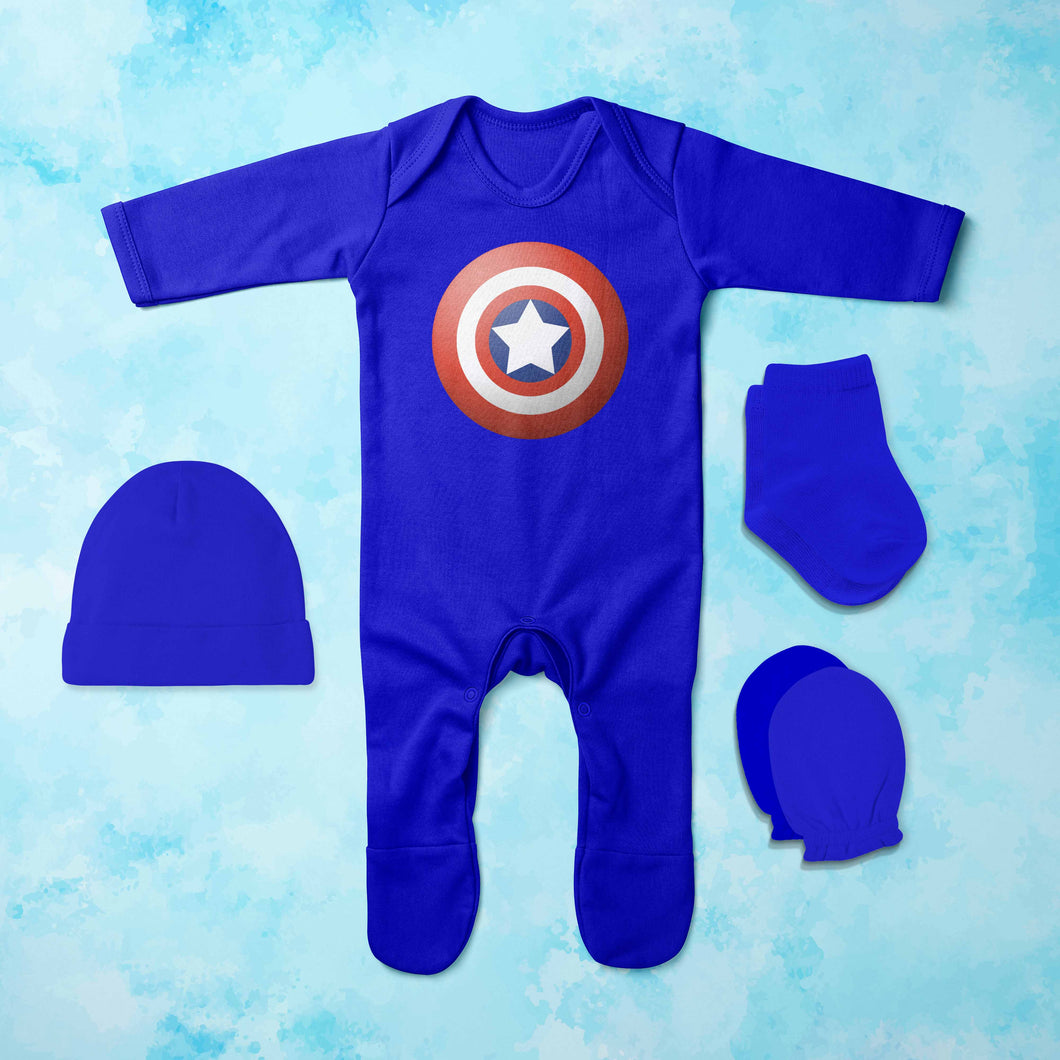 Superhero Cartoon Jumpsuit with Cap, Mittens and Booties Romper Set for Baby Boy - KidsFashionVilla