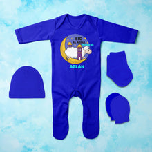 Load image into Gallery viewer, Custom Name Eid Al Adha Bakra Eid Mubarak Jumpsuit with Cap, Mittens and Booties Romper Set for Baby Boy - KidsFashionVilla
