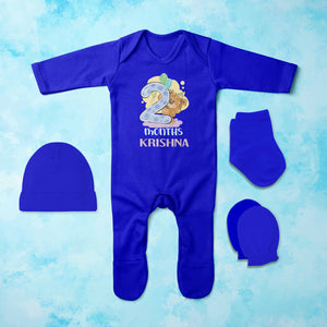 2 Month Birthday Teddy Design Jumpsuit with Cap, Mittens and Booties Romper Set for Baby Boy - KidsFashionVilla