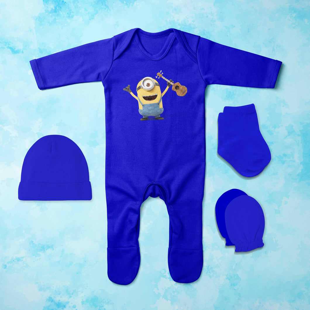 Happy Cartoon Jumpsuit with Cap, Mittens and Booties Romper Set for Baby Boy - KidsFashionVilla