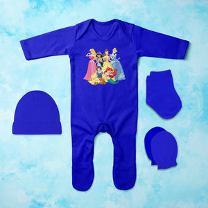 Beautiful Princess Cartoon Jumpsuit with Cap, Mittens and Booties Romper Set for Baby Boy - KidsFashionVilla