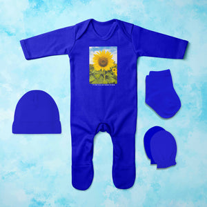 Its A Time Minimal Jumpsuit with Cap, Mittens and Booties Romper Set for Baby Boy - KidsFashionVilla