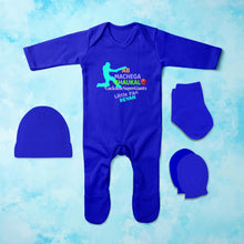 Load image into Gallery viewer, Custom Name IPL LSG LucknowSuperGiants Jumpsuit with Cap, Mittens and Booties Romper Set for Baby Boy - KidsFashionVilla
