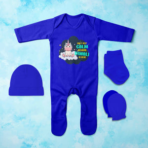 Can Not Keep Calm Because Diwali Is Here Jumpsuit with Cap, Mittens and Booties Romper Set for Baby Girl - KidsFashionVilla