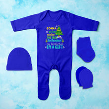 Load image into Gallery viewer, Gift Under Christmas Tree Jumpsuit with Cap, Mittens and Booties Romper Set for Baby Boy - KidsFashionVilla
