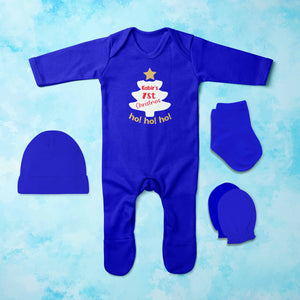 Hoho Christmas Jumpsuit with Cap, Mittens and Booties Romper Set for Baby Boy - KidsFashionVilla