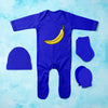 Its Just A Banana Minimal Jumpsuit with Cap, Mittens and Booties Romper Set for Baby Boy - KidsFashionVilla