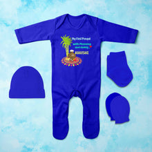 Load image into Gallery viewer, Custom Name My First Pongal With Mommy And Daddy Jumpsuit with Cap, Mittens and Booties Romper Set for Baby Girl - KidsFashionVilla
