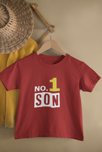 No 1 Son Mother And Son Red Matching T-Shirt- KidsFashionVilla