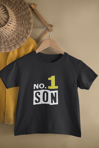 No 1 Son Mother And Son Black Matching T-Shirt- KidsFashionVilla