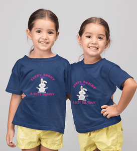 Bunny Sister-Sister Kids Half Sleeves T-Shirts -KidsFashionVilla