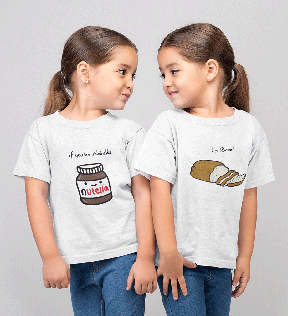 Nutella Bread Sister-Sister Kids Half Sleeves T-Shirts -KidsFashionVilla