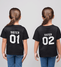 Load image into Gallery viewer, Sister 01 02 Sister-Sister Kids Half Sleeves T-Shirts -KidsFashionVilla
