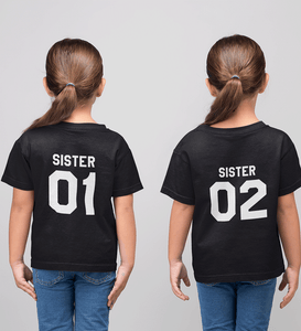Sister 01 02 Sister-Sister Kids Half Sleeves T-Shirts -KidsFashionVilla