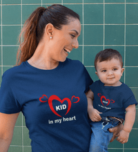 Load image into Gallery viewer, Mom In My Heart Kid in My Heart Mother and Son Matching T-Shirt- KidsFashionVilla
