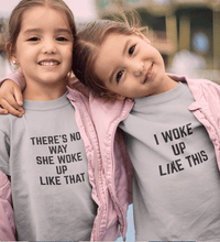 Load image into Gallery viewer, I Woke Up like This Sister-Sister Kids Half Sleeves T-Shirts -KidsFashionVilla
