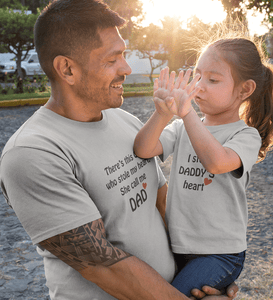 I Stole Daddy's  Heart Father and Daughter Matching T-Shirt- KidsFashionVilla