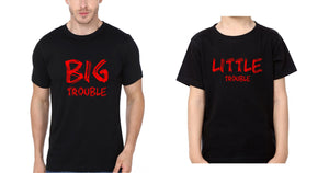 Big Trouble  Lil Trouble Father and Son Matching T-Shirt- KidsFashionVilla