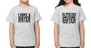Awesome Sister Brother-Sister Kid Half Sleeves T-Shirts -KidsFashionVilla