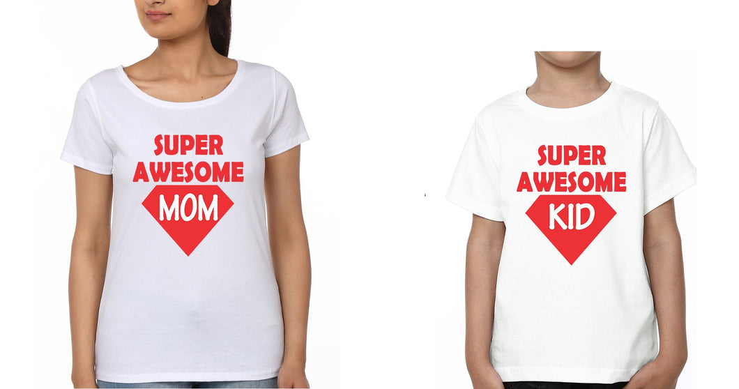 Super Awesome Kid Super Awesome Mom Mother and Son Matching T-Shirt- KidsFashionVilla