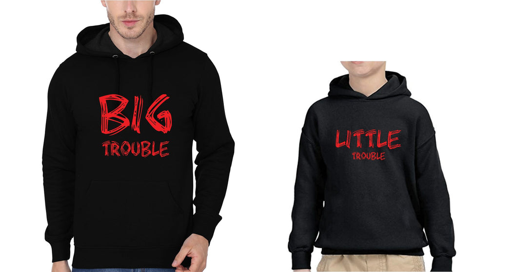 Big Trouble  Lil Trouble Father and Son Matching Hoodies- KidsFashionVilla
