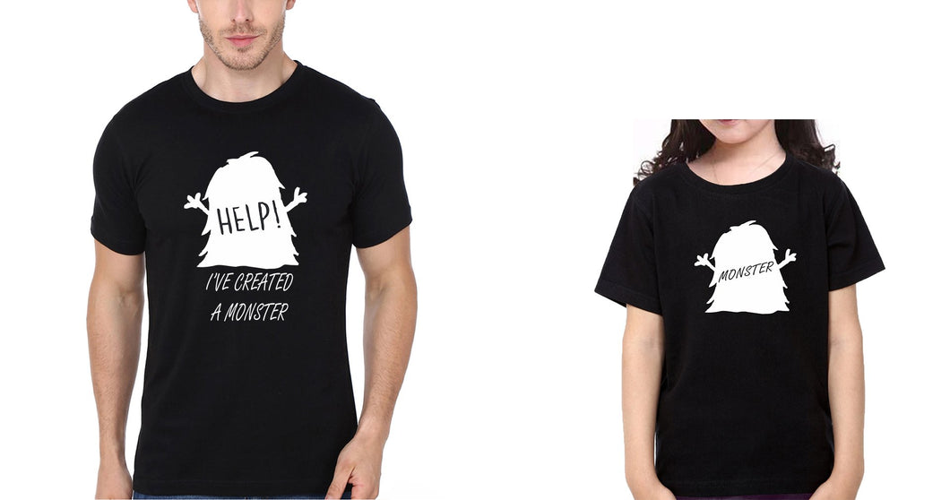 Help Monster Father and Daughter Matching T-Shirt- KidsFashionVilla