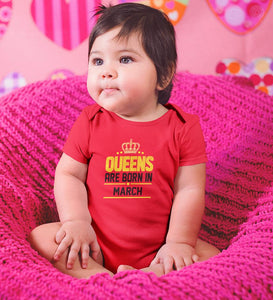 Queens Are Born In March Rompers for Baby Girl- KidsFashionVilla