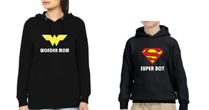 Wonder Mom Super Boy Mother and Son Matching Hoodies- KidsFashionVilla