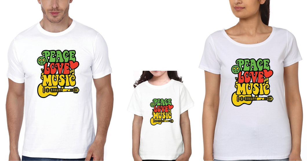 Peace Love Music Family Half Sleeves T-Shirts-KidsFashionVilla