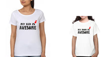 Load image into Gallery viewer, My Mom Is Awesome &amp; My Kid Is Awesome Mother and Daughter Matching T-Shirt- KidsFashionVilla
