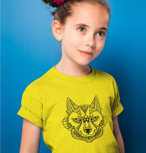 WOLF Half Sleeves T-Shirt For Girls -KidsFashionVilla