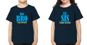 Big Sis make The Rules Lil Sis Break The Rules Brother-Sister Kid Half Sleeves T-Shirts -KidsFashionVilla