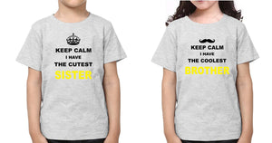 Keep Calm I Have The Coolest Brother Sister Brother-Sister Kid Half Sleeves T-Shirts -KidsFashionVilla