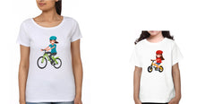 Load image into Gallery viewer, Bicycle Mother and Daughter Matching T-Shirt- KidsFashionVilla
