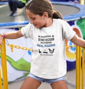 Warning Real Madrid Half Sleeves T-Shirt For Girls -KidsFashionVilla