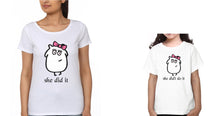 Load image into Gallery viewer, She Did It &amp; She Did&#39;t Do It Mother and Daughter Matching T-Shirt- KidsFashionVilla
